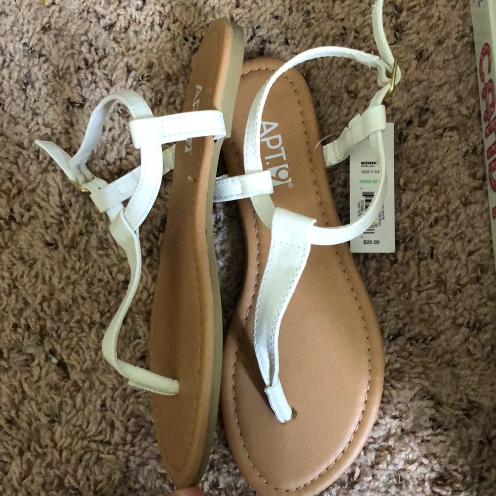 White and tan sandals